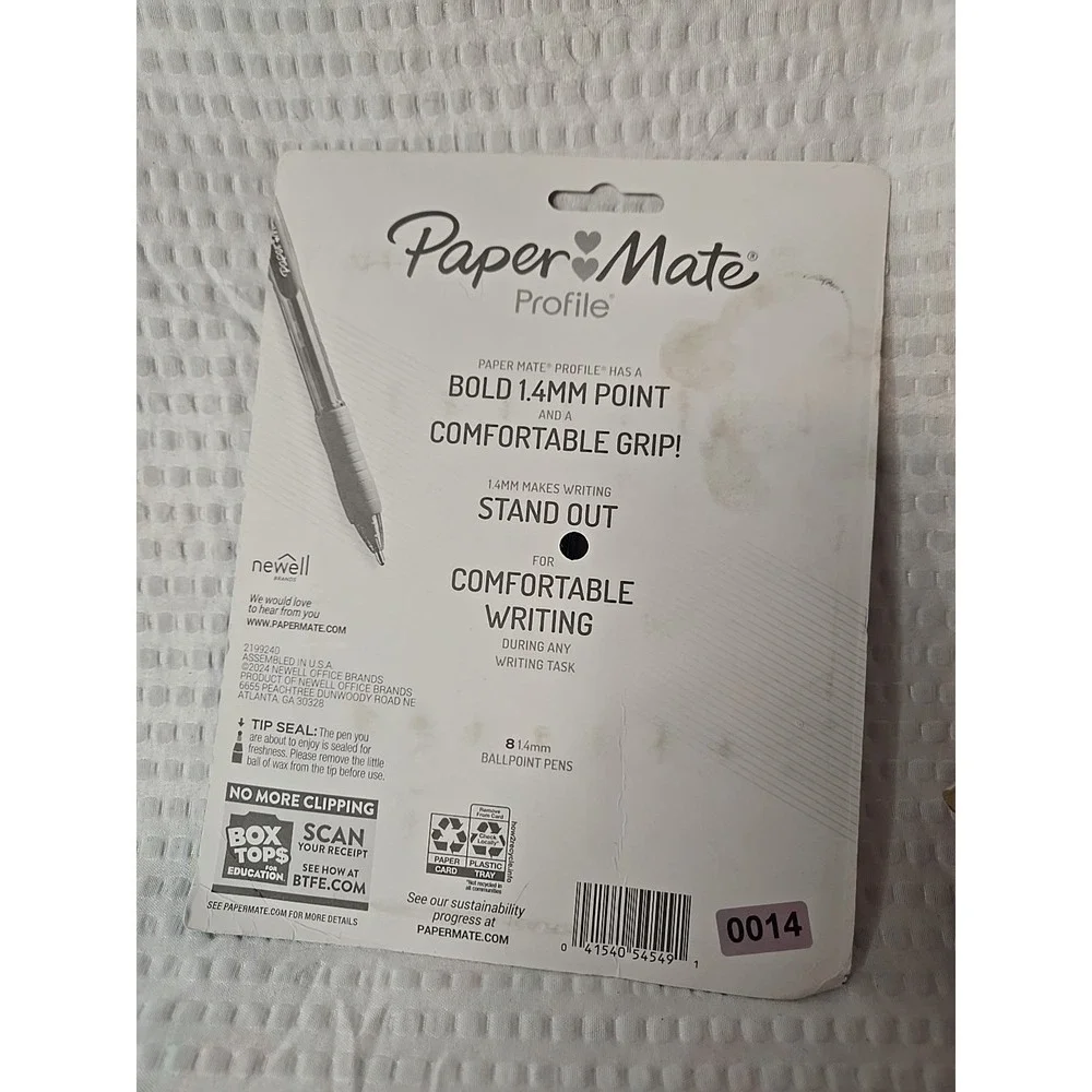 Paper Mate Profile Retractable Ballpoint Pens Bold 1.4mm Assorted Colors 8 Count